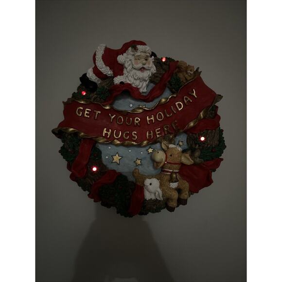 1995 WINKLE CLAUS Motion Activated Resin Hanging Wreath Christmas Holiday Songs - Picture 2 of 10